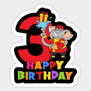 3rd Birthday Party 3 Year Old Three Years Sticker